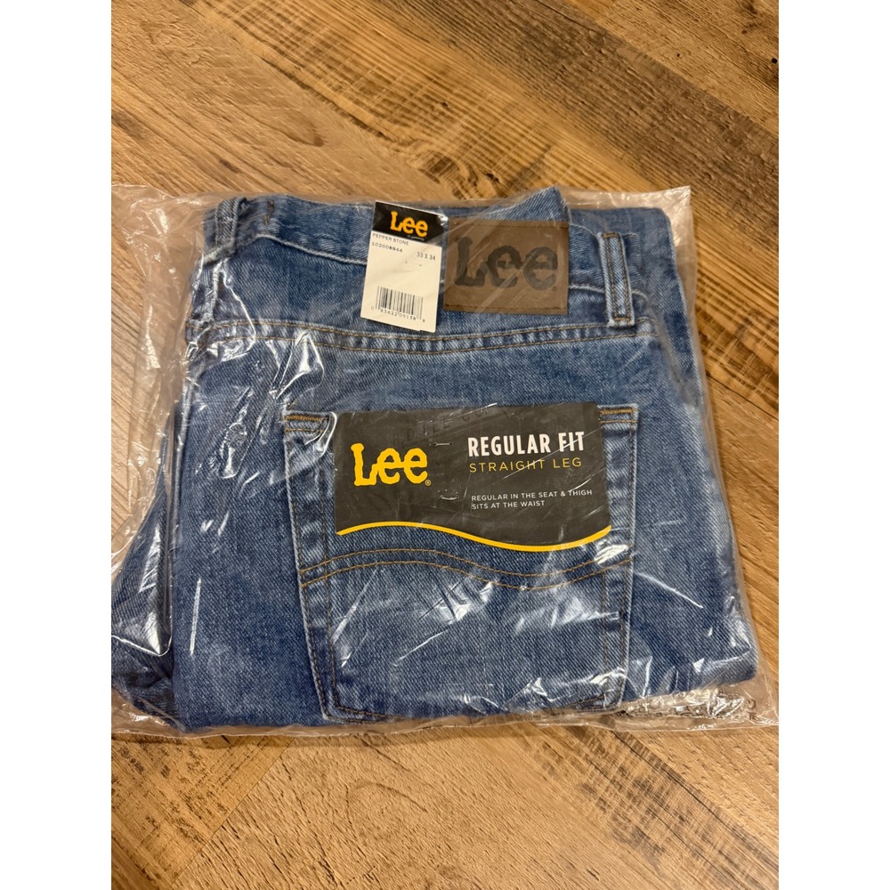 Lee Regular Fit Straight Leg Jeans Mens 33x34 (Fits 33x33)Blue NEW Pepper Stone